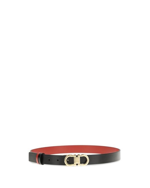 Ferragamo White Adjustable And Reversible Gancini Belt Calf Leather Bos Taurus E Braces