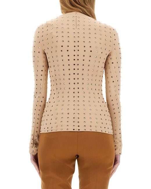 Sportmax Natural Top With Crystals Polyamide Tops