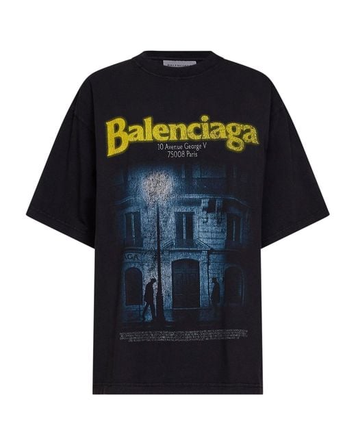 Balenciaga Black Washed The Address Oversize T-Shirt