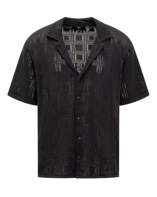 Represent Black Shirt With Geometric Pattern for men