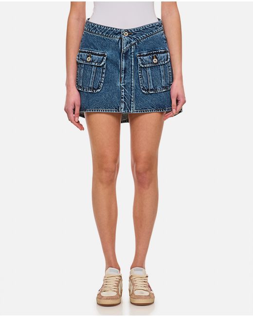 J.W. Anderson Blue Irregular Hemline Mini Skirt With Front Patch Pockets