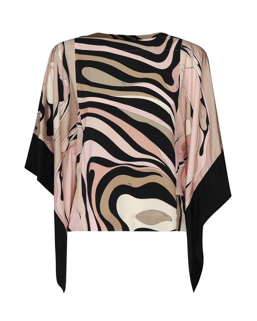 Emilio Pucci Black Silk Marble Blouse