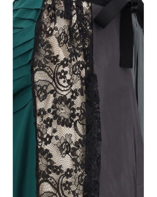 Prada Green Midi Patchwork Skirt Silk