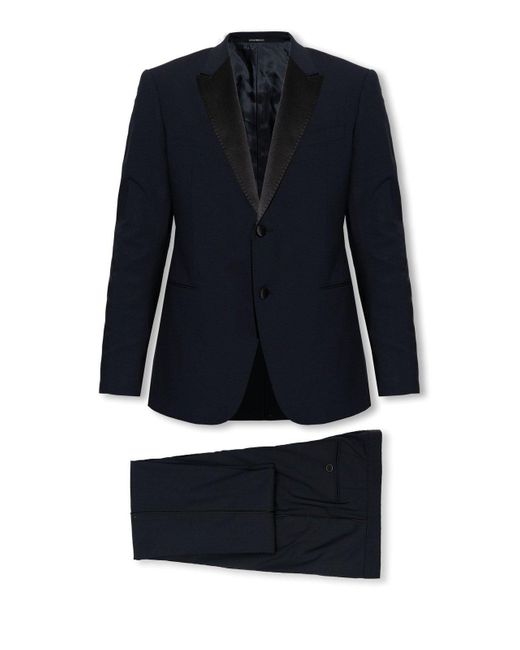 Emporio Armani Blue Peak-lapels Single-breasted Suit for men