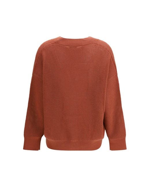 Brunello Cucinelli Orange Cardigan Cashmere With V-Neck Kashmir/Capra Hircus