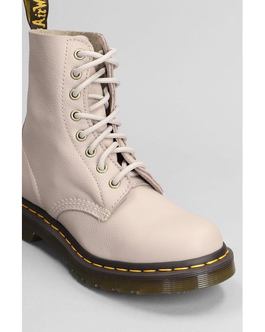 Dr. Martens Natural 1460 Combat Boots In Taupe Leather