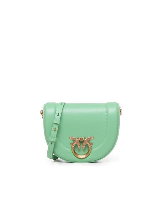 Pinko Green Mini Love Round Click Crossbody Bag