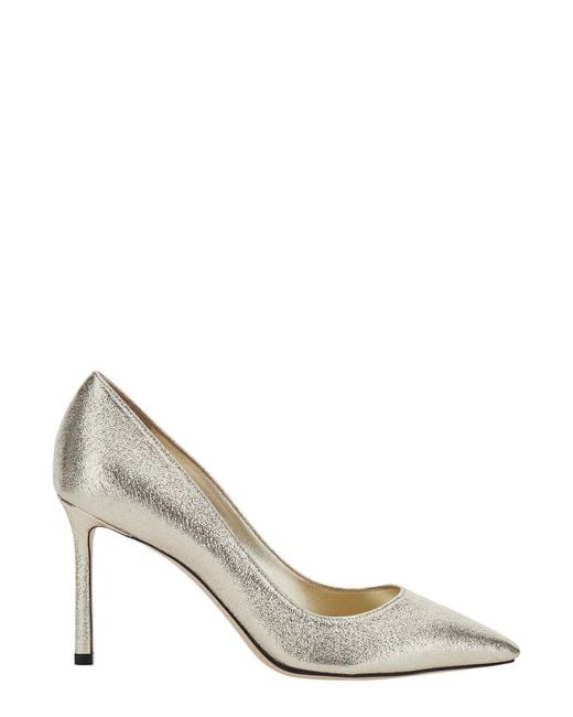 Jimmy Choo Metallic Slip-On Heels Romy Textile