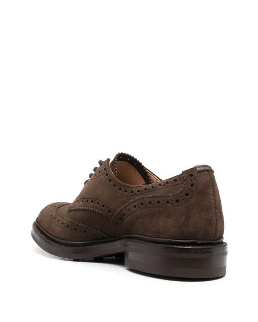 Tricker's Brown Brogue-Detail Suede Brogues for men