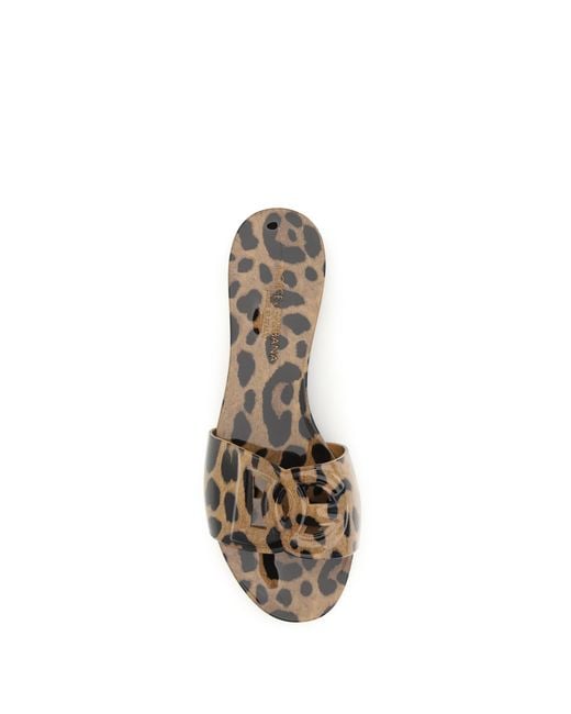 Dolce & Gabbana Metallic Rubber Sandals Leopard Print