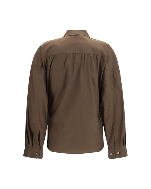 Lemaire Brown Cotton Blend Shirt Cotton; Silk