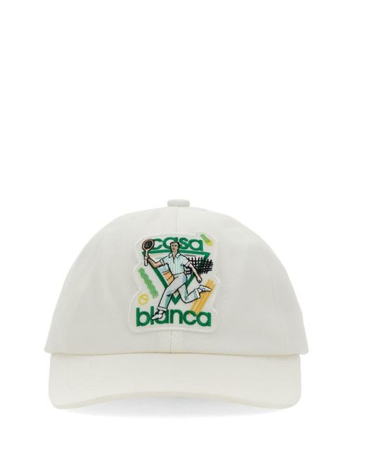 Casablancabrand White Baseball Hat With Logo