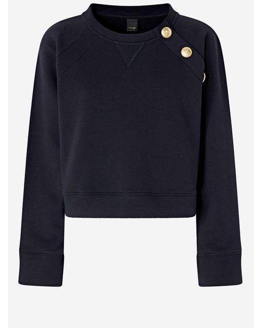 Pinko Blue Cotton Sweatshirt With Buttons