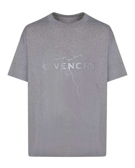 Givenchy Gray Logo Printed Crewneck T-Shirt for men