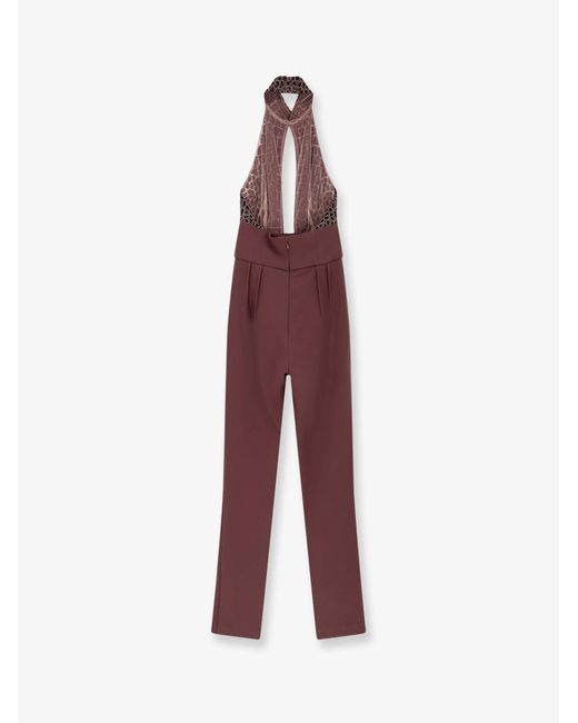 Elisabetta Franchi Purple Satin Suit With Sequins Polyester Dress