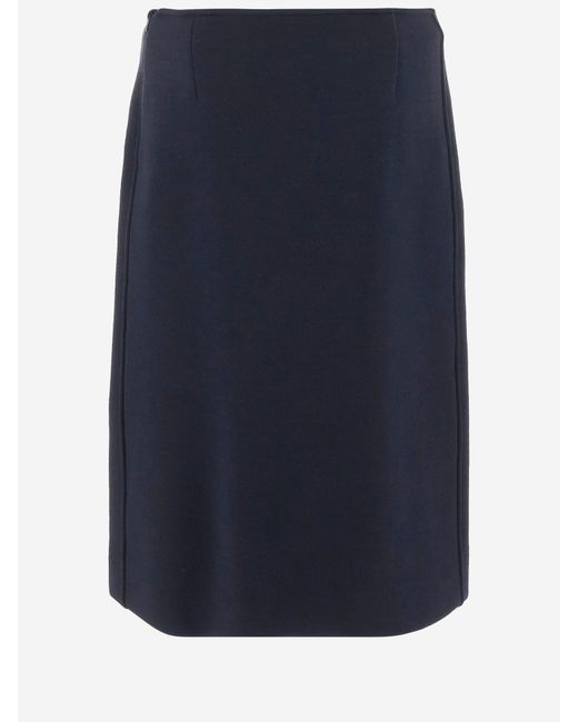 Jil Sander Blue Wool Blend Midi Skirt
