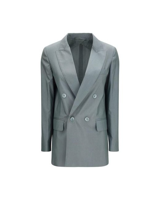 Max Mara Blue Bicolor Wool Oves Aries Blazer