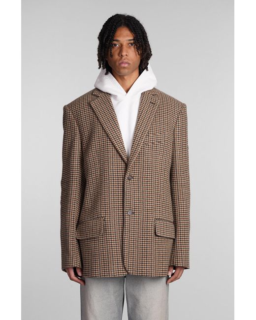 Balenciaga Brown Blazer In Beige Wool for men