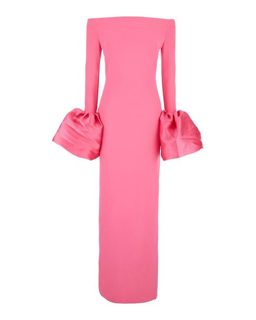 Solace London Pink 'Talia' Maxi Dress With Oversized Cuffs
