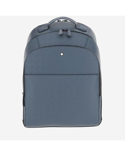 Montblanc Blue Leather Backpack for men