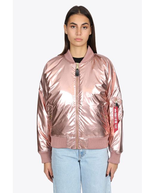 pink metallic bomber jacket