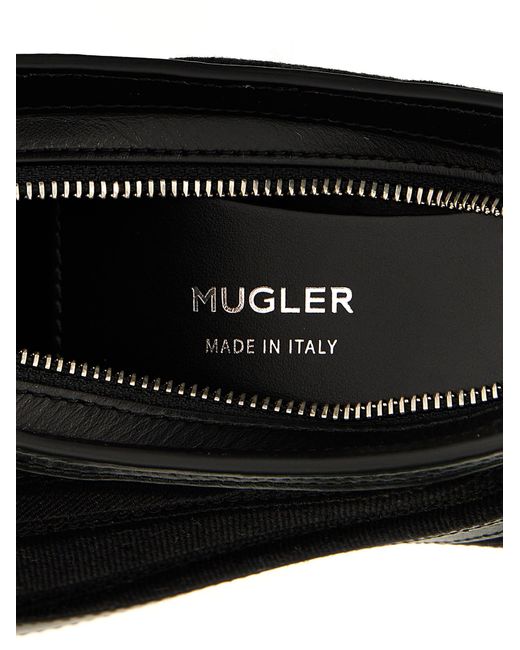 Mugler Black Small Denim Spiral Curve 01 Shoulder Bags