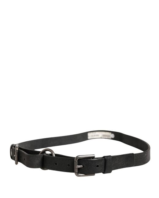 Dolce & Gabbana White Calfskin Leather Metal Buckle Belt Calf for men