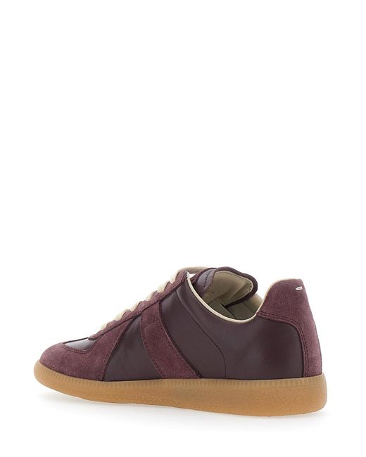 Maison Margiela Purple Low Top Sneakers Leather And Suede Calf Trainers