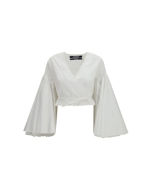 Jacquemus White Paysan Wrap Top Cotton Shirt