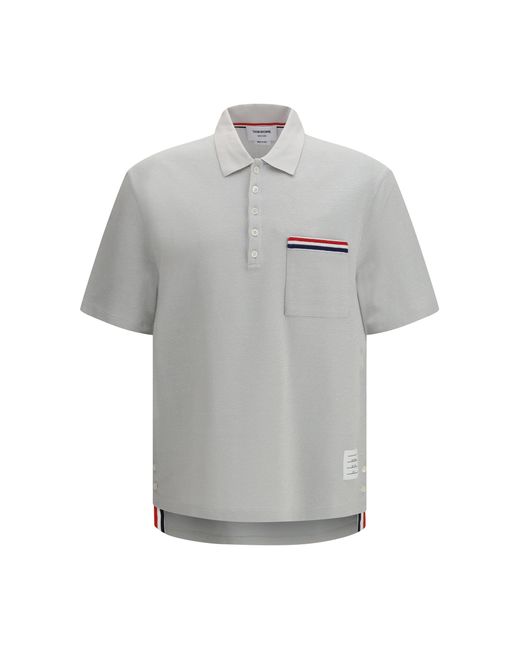Thom Browne Gray Short-Sleeve Polo With Chest Pocket Shirts for men
