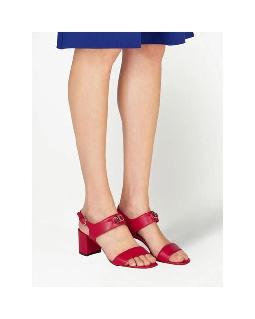 Ferragamo Pink Gancini-Plaque Block-Heel Sandals