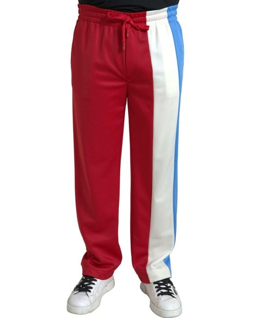 Dolce & Gabbana Red Polyester Sweatmen's Pants for men