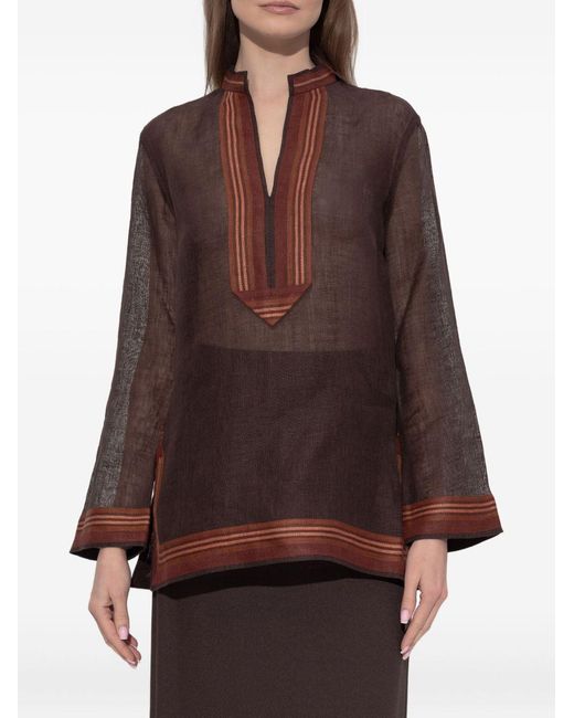 Tory Burch Brown Dresses Linen; Exclusive Of Trim