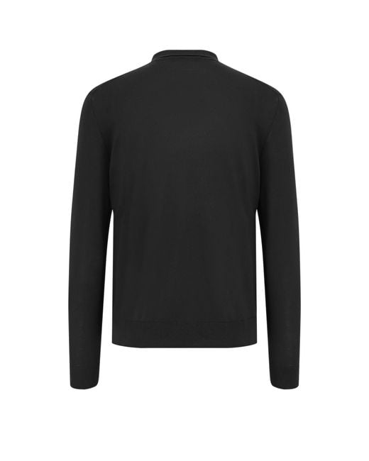 Kiton Black Wool Polo Shirt for men