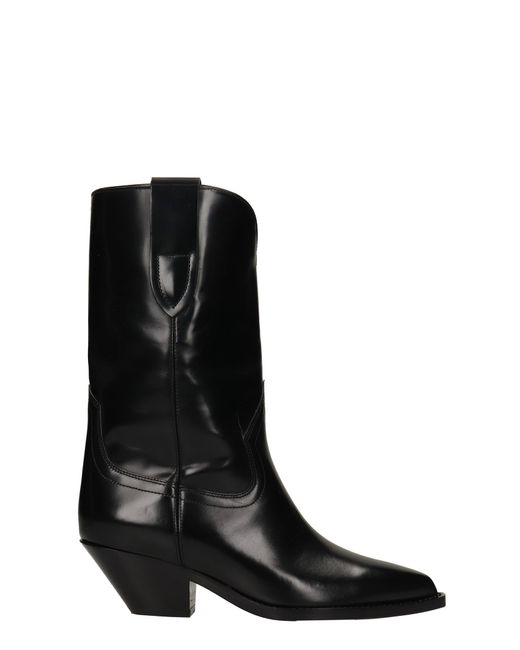 Isabel Marant Dahope Texan Ankle Boots In Leather in Black - Lyst