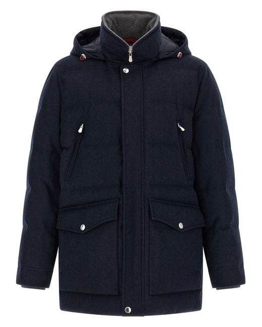 Brunello Cucinelli Blue Wool Parka Clothing for men