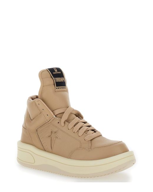 Rick Owens Natural 'converse - Turbowpn' Beige Sneakers High Top In Leather Man for men