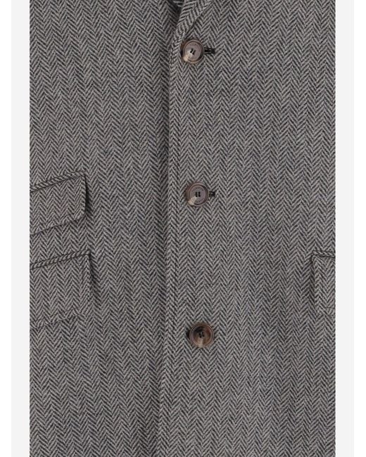 Valentino Gray Single-Breasted Virgin Wool Coat for men