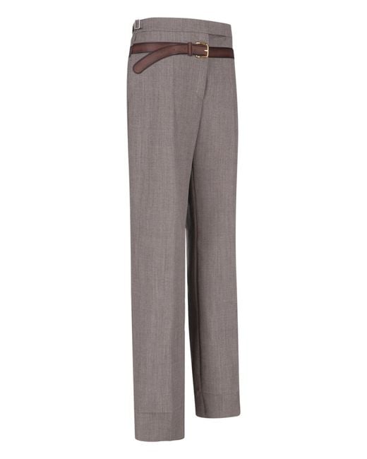 Prada Gray Tailored Wool-Blend Trousers