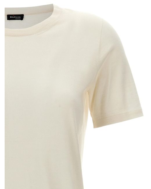 Kiton White Silk Cashmere T-Shirt