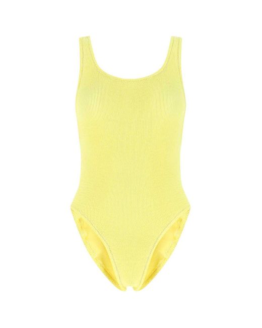Reina Olga Yellow Ruby Stretch Design Sleeveless Swimsuit
