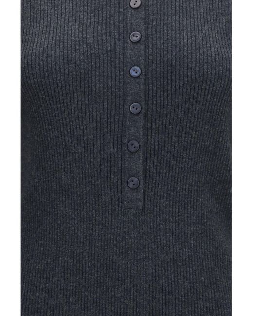 Lisa Yang Blue Airi Henley Sweater Cotton And Cashmere Cotton; Kashmir/Capra Hircus