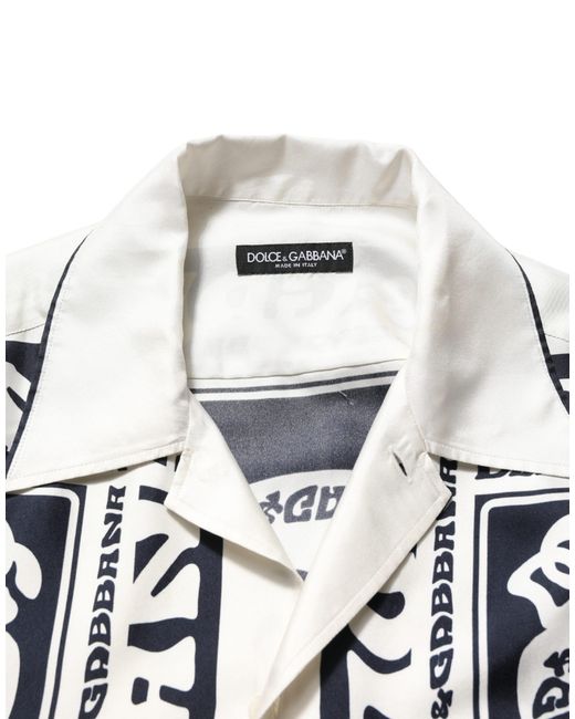Dolce & Gabbana White Logo Bandana Short Sleeves Shirt And Silk for men