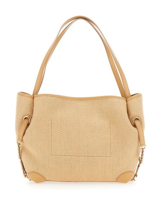 Chloé Natural Tote Bag Clover Fabric (Raffia Effect)