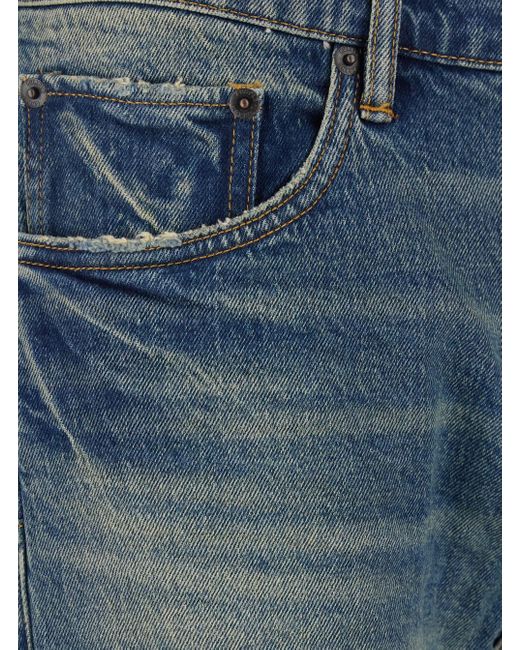 Purple Brand Blue Jeans With Logo Patch On The Rear And Ripped Details On The Front for men