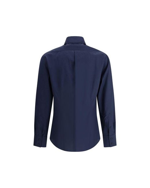 Brunello Cucinelli Blue Cotton Shirt for men