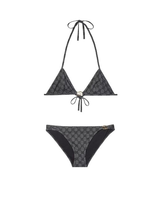 Gucci White Gg Triangle Bikini Set