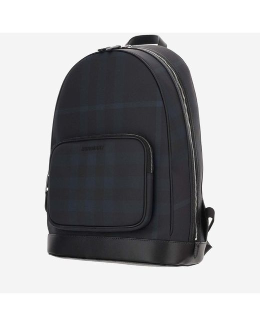 Burberry Black Technical Fabric Backpack With Check Pattern for men