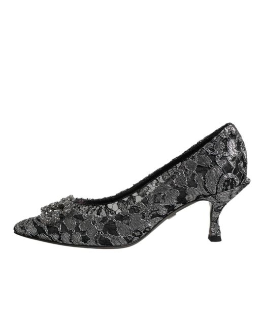 Dolce & Gabbana Black Lace Dg Amore Heels Pumps Shoes Pa+Pl+Lamb
