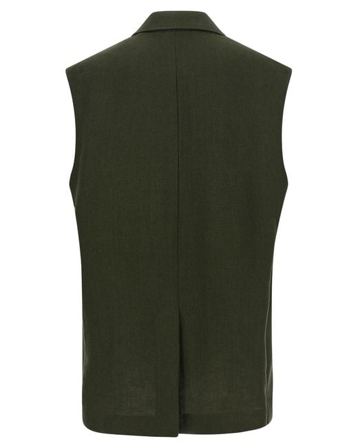 Max Mara Green Linen Sleeveless Jacket Clothing